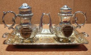 Vintage Metal Mini Teapots And Tray Salt & Pepper Shakers " Vermont " 1970