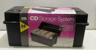 Vintage Alpha Black Plastic 24 Cd Storage System Holder,  Compact Disc Bin