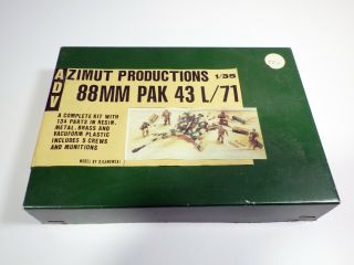 Vintage Adv Azimut Productions 1/35 German Ww2 88mm Pak 43 L/71 Model Kit