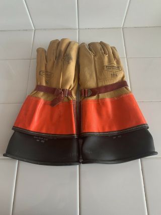 Vtg.  Lineman Gloves And Sleeves Size 10 1/2 Class 1 - Stringer Charco Brand