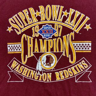 Vtg 80s Washington Redskins Bowl Xxii T - Shirt 1987 Champions Xl Vintage