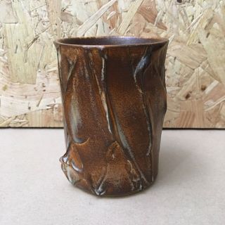 Vintage Iden Brown Pottery Vase / Pot - Rye Sussex - 11cm