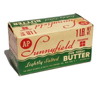 Vintage A & P Sunnyfield Waxed Butter Box Atlantic Pacific Tea Company
