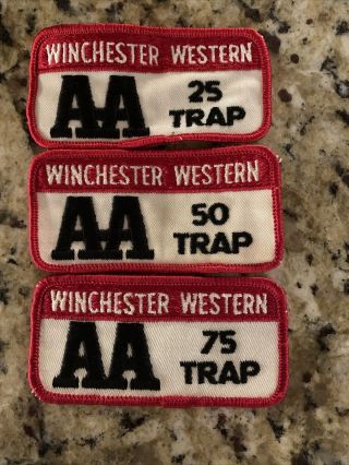 (3) Winchester - Western Aa 25 50 75 Straight Trap Shotgun Shooting Patches