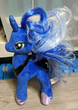 Ty Sparkle My Little Pony 9 " Plush Princess Luna Blue Unicorn Pegasus Horse 2017