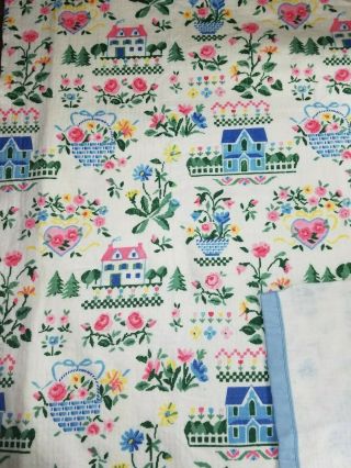 Vintage 100 Polyester Blanket Usa Made 72 " X 90 " Twin Or Full Size Pink/blue