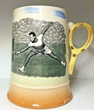 Vintage Tennis Tankard Mug Quality Arthur Wood Sport Made In England Wimbledon