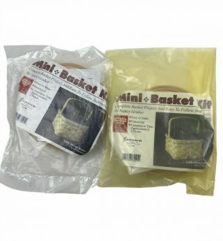 Vintage Little Market Basket Weaving Kit Complete Project Reed Creations 2 Kits