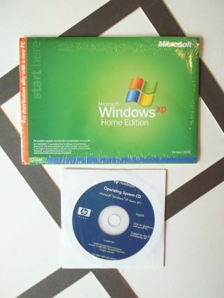 Vintage Microsoft Windows Xp Home Edition For Hp - 1 And 1 Opened