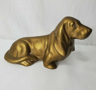 Vintage Waccamaw Brass Bassett Hound Dog Paperweight Figure 6.  5 "
