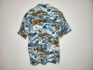 Vintage Toes On The Nose Hawaiian Button Up Shirt Mens M Surfing Graphics