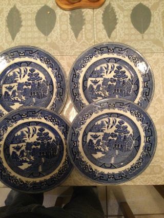 Vintage Wr Midwinter Ceramic Willow Plates 10in