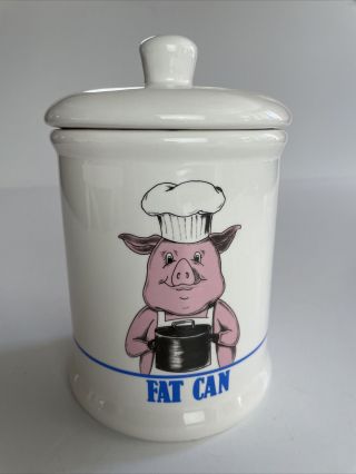 Vintage Pig 1989 Bandwagon Fat Can Ceramic Jar Bacon Grease