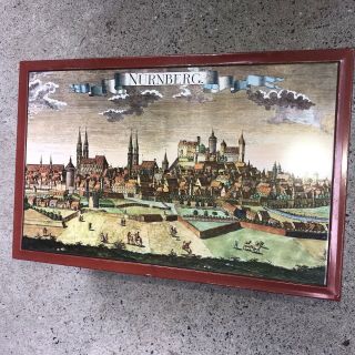 Vintage E.  Otto Schmidt Nurnberg West Germany Cookie Hinged Tin Box