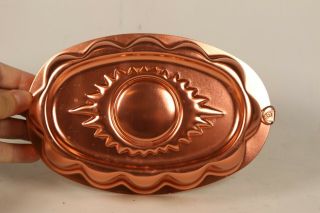Vintage Copper Scalloped Oval Summer Sun Jell - O Mold/cake Pan 3 Cups