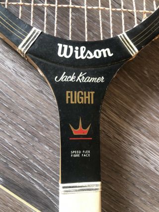 Vintage Wilson Jack Kramer Flight Wooden Tennis Racquet Speed Flex Fibre Face