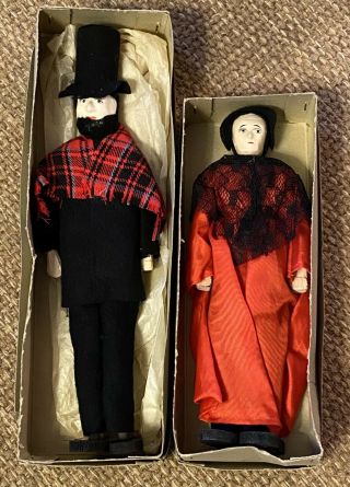 Vtg Abraham Lincoln & Mary Todd Lincoln Doll Set From Lincoln’s Salem,  Ill