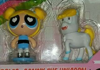 Powerpuff Girls Spinmasters BUBBLES & Donny The UNICORN Figure Pack 2