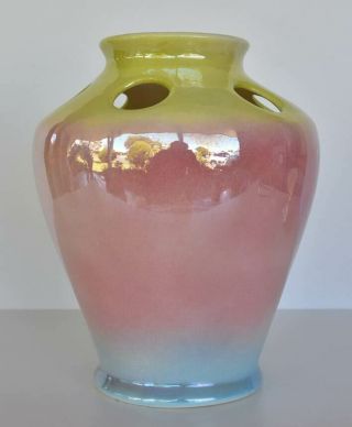 Vintage Pates Australian Pottery Large Tri - Coloured Gladioli Vase