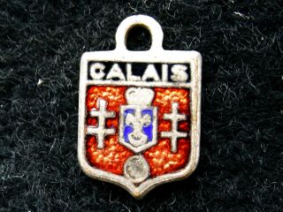 Calais Vintage Small Sterling Silver And Enamel Travel Town Souvenir Charm