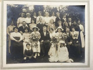 Vintage 1930 Wedding Group Black & White Photograph