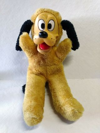 Vintage Walt Disney Prod.  " Pluto " Plush 9 " Stuffed Animal W Rubber Face