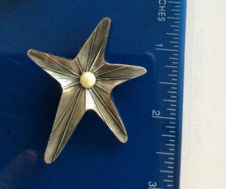 Vintage Beau Sterling Silver Pin Brooch Star Fish With Faux Pearl