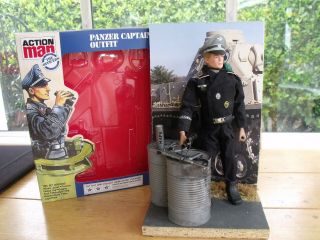 Vintage Action Man And 40th Anniversary Panzer Captain Set With Display Base