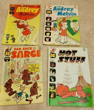 4 Vintage Harvey Comics Audrey (1960s) Audrey & Melvin - Hot Stuff - Sad Sack Sarge
