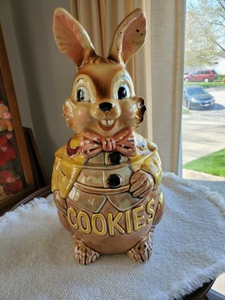 Vintage Easter Bunny Rabbit Cookie Jar Made In Japan