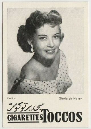 Gloria Dehaven Vintage 1950s Toccos Film Stars Tobacco Card From Egypt E5