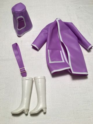 Vntg Barbie Clone Maddie Mod Slick Chick Purple Raincoat Hat Boots Belt Outfit