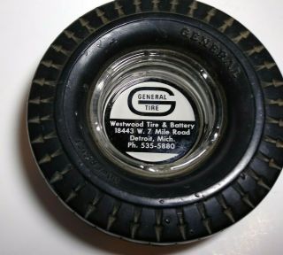 Vintage,  General Tire Advertising Ashtray Westwood Tire & Battery Detroit.  Mi