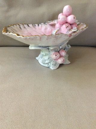 Vintage Ucagco Japan Ceramic Soap Or Trinket Dish With Leaf And Berries