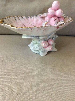 Vintage Ucagco Japan Ceramic Soap Or Trinket Dish With Leaf And Berries 2
