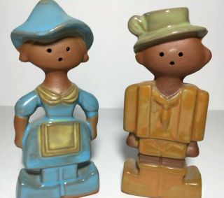 Vintage Adorable People/ Couple Salt And Pepper Shakers Ceramic Glazed