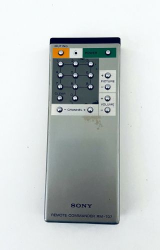Vintage Sony Remote Commander Rm - 707 Plastic & Metal Replacement Tv Control