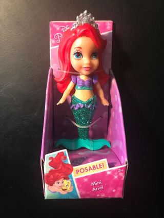 Disney Princess Mini Toddler Doll Ariel Tail Fins 3 " Sparkle The Little Mermaid