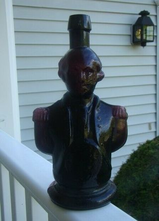 Vintage George Washington Bust Glass Figural Puce Liquor Bottle