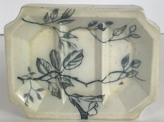 VINTAGE Alfred Meakin Soap Dish White and Gray Floral/Leaf Design 2