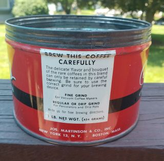 Vintage Aborn ' s Coffee Tin Can Martinson ' s Coffee Inc Boston Ma 2