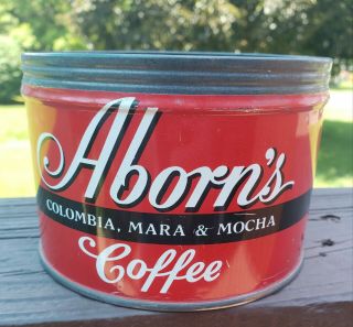 Vintage Aborn ' s Coffee Tin Can Martinson ' s Coffee Inc Boston Ma 3