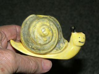 Vintage Ceramic Watering Plant Feeder Spike Tender Yellow Snail