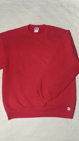 Vintage 90s Russell Athletic Pro Cotton Blank Red Crewneck Sweatshirt Size L