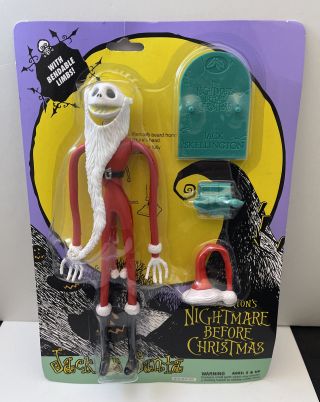 Vintage 1993 Nightmare Before Christmas Jack Skellington As Santa Action Figure
