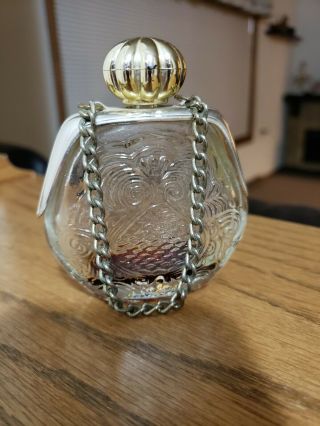 Antigue Vintage Chained Glass Purse Shaped Perfume Bottle Decanter Atomiser