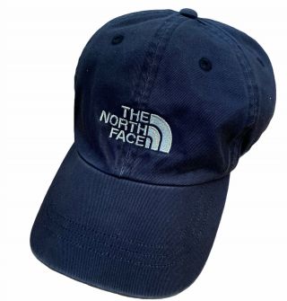 Vintage The North Face Navy Blue Embroidered Logo Cap Dad Hat Strapback