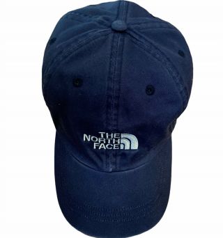 Vintage The North Face Navy Blue Embroidered Logo Cap Dad Hat Strapback 2