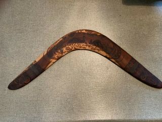 Vintage Australian Aboriginal Mulga Wood Hand Carved Boomerang