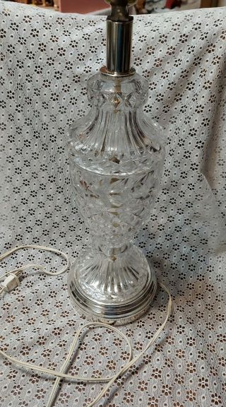 Vintage Leviton Crystal Cut Glass Boudoir Table Lamp Base - 28 " - No Shade